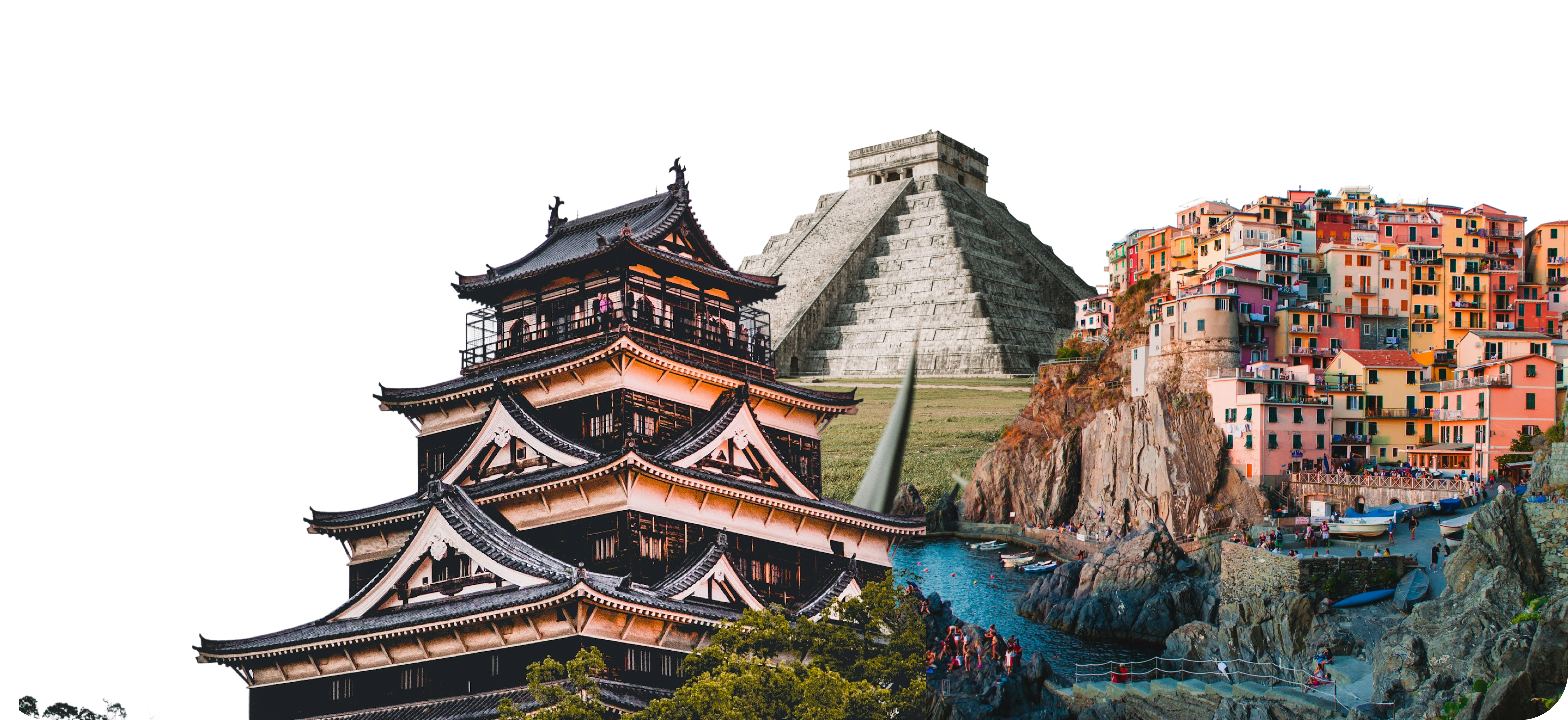 Japanese castle and torii gate
