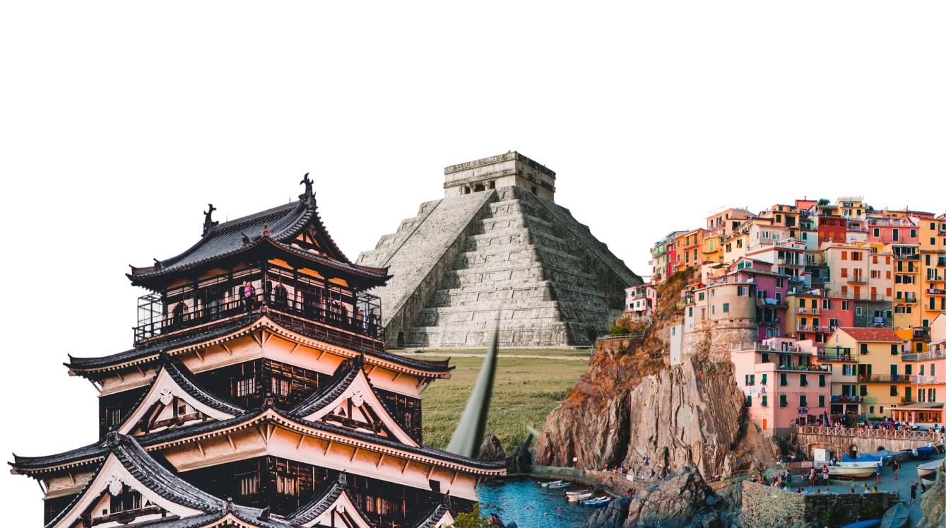 World landmarks collage