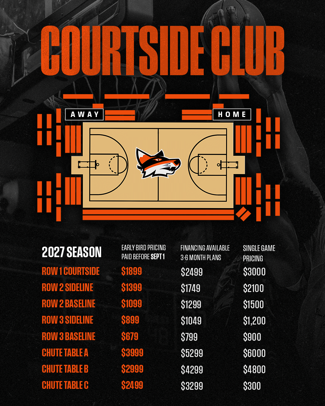 2027 COURTSIDE CLUB SEATING