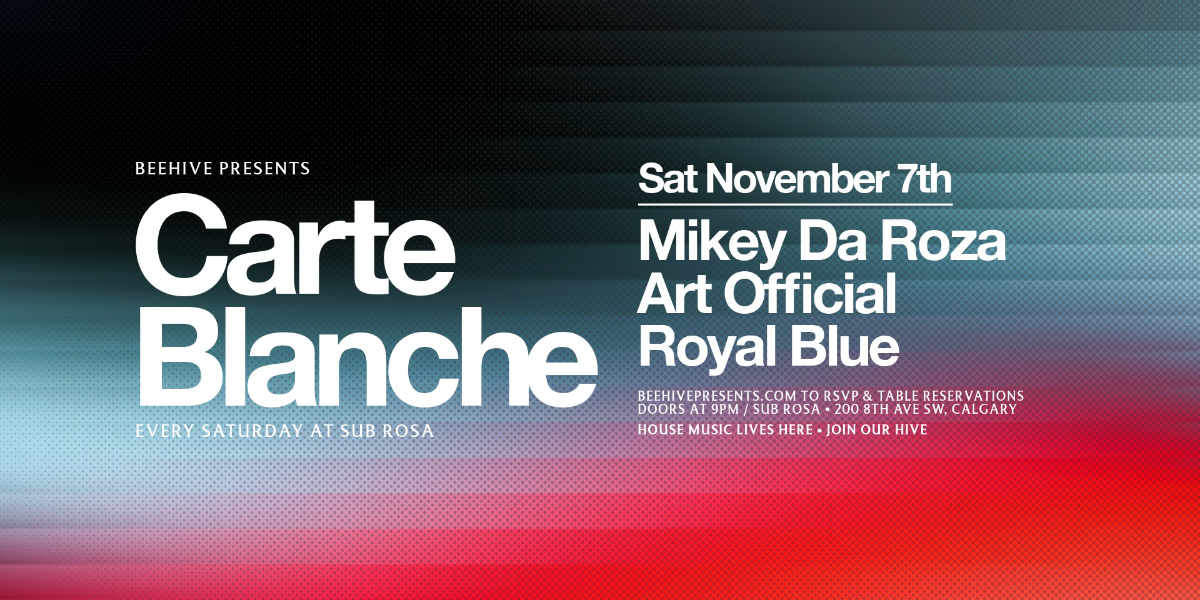 CARTE BLANCHE SATURDAYS • NOV 7 — official event artwork