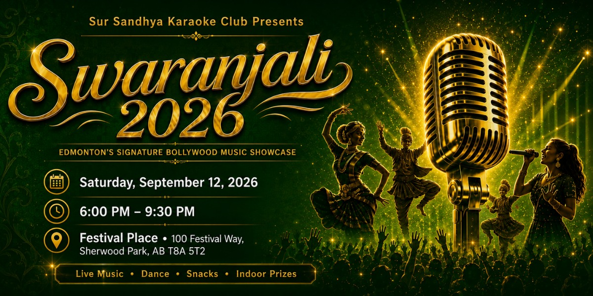 Swaranjali 2026: Edmonton's Signature Bollywood Music Showcase event artwork from Showpass