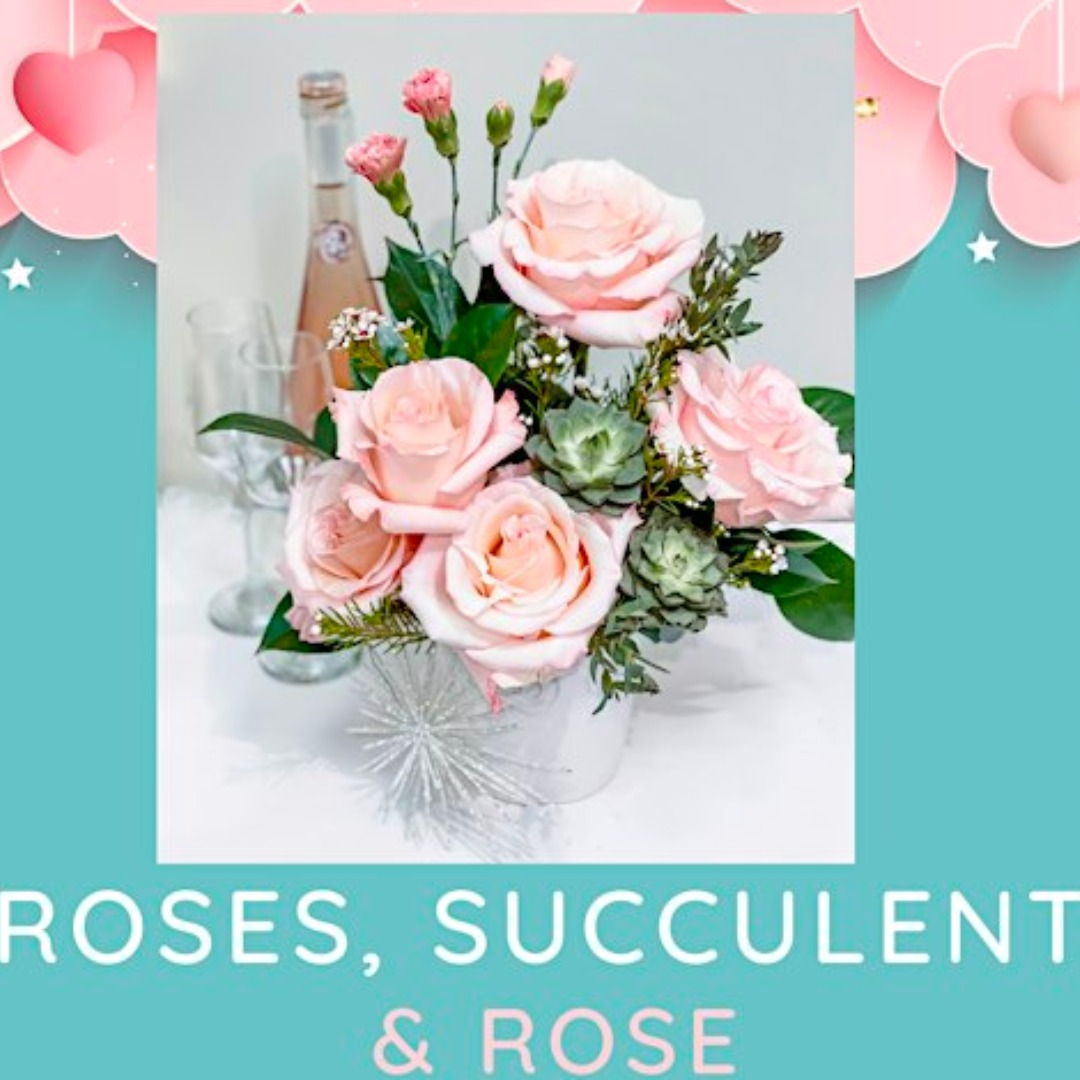 Roses, Succulents & Rose DIY Flower Arranging Flower Aura