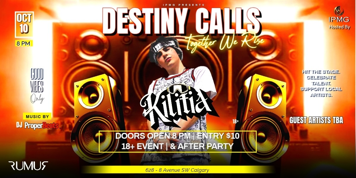 KILITIA Destiny Calls event artwork from Showpass