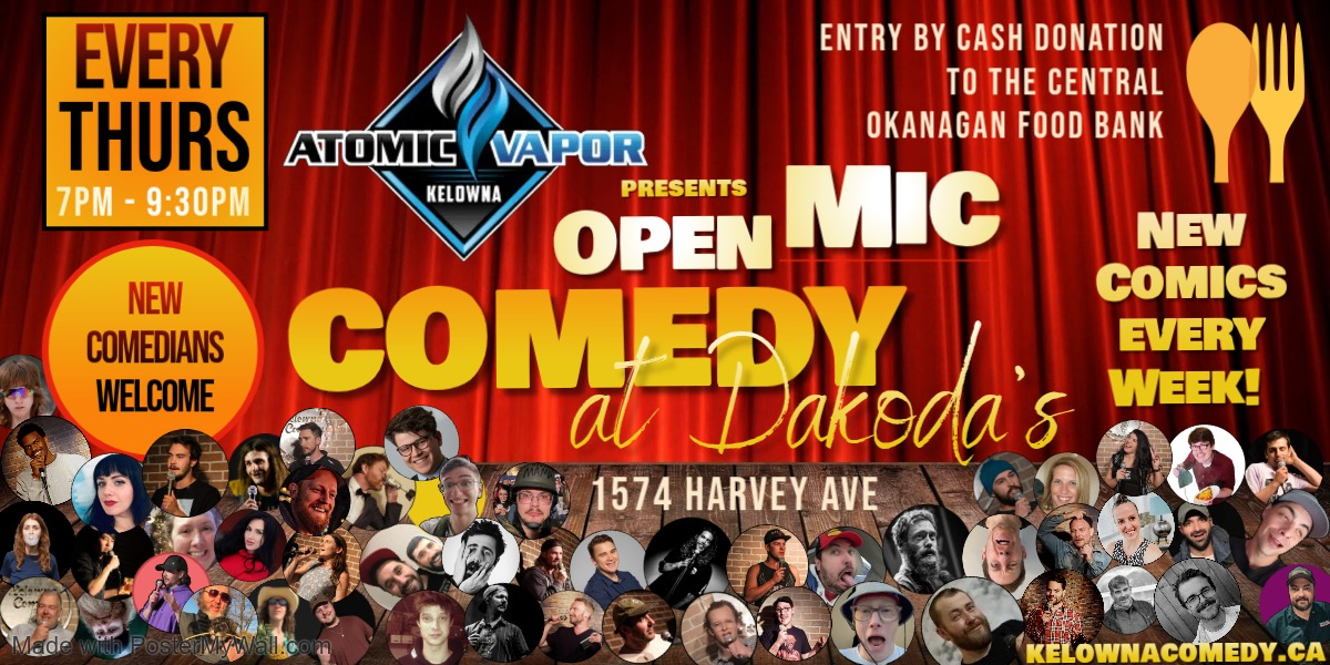 Atomic Vapor presents Open Mic Comedy for the Central Okanagan Food Bank