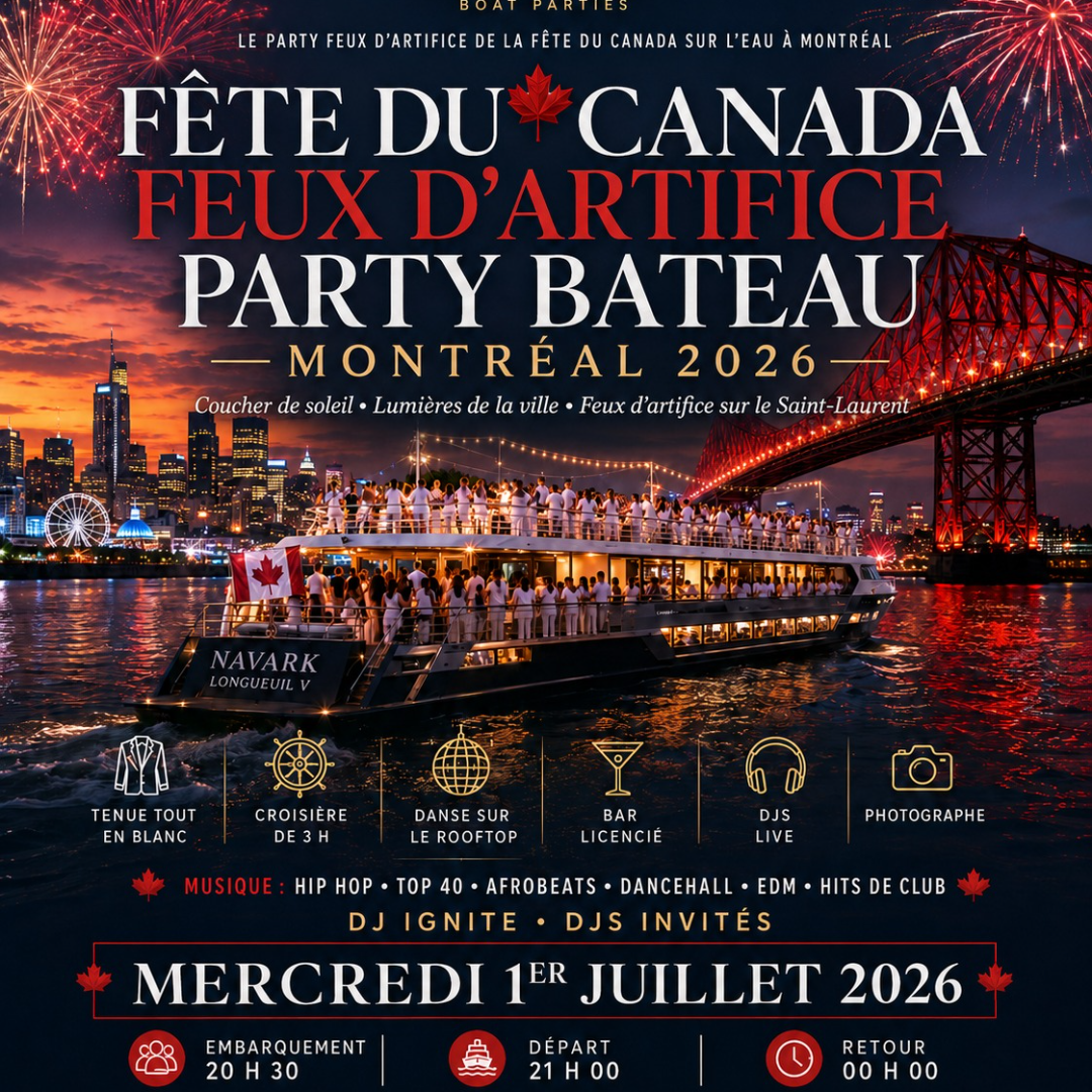 FÊTE DU CANADA FEUX D'ARTIFICE BATEAU MONTRÉAL 2026