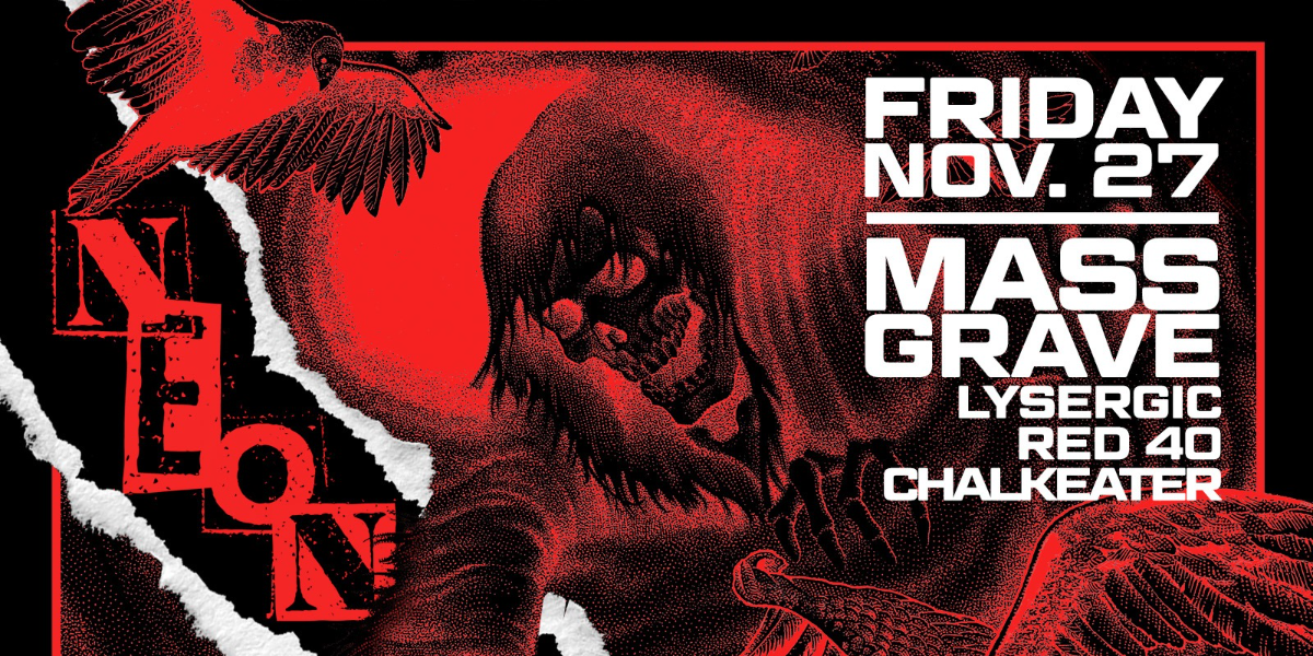 Friday Neon Taste Long Weekend with Mass Grave, Lysergic, Red40 and Chakeater — official event artwork