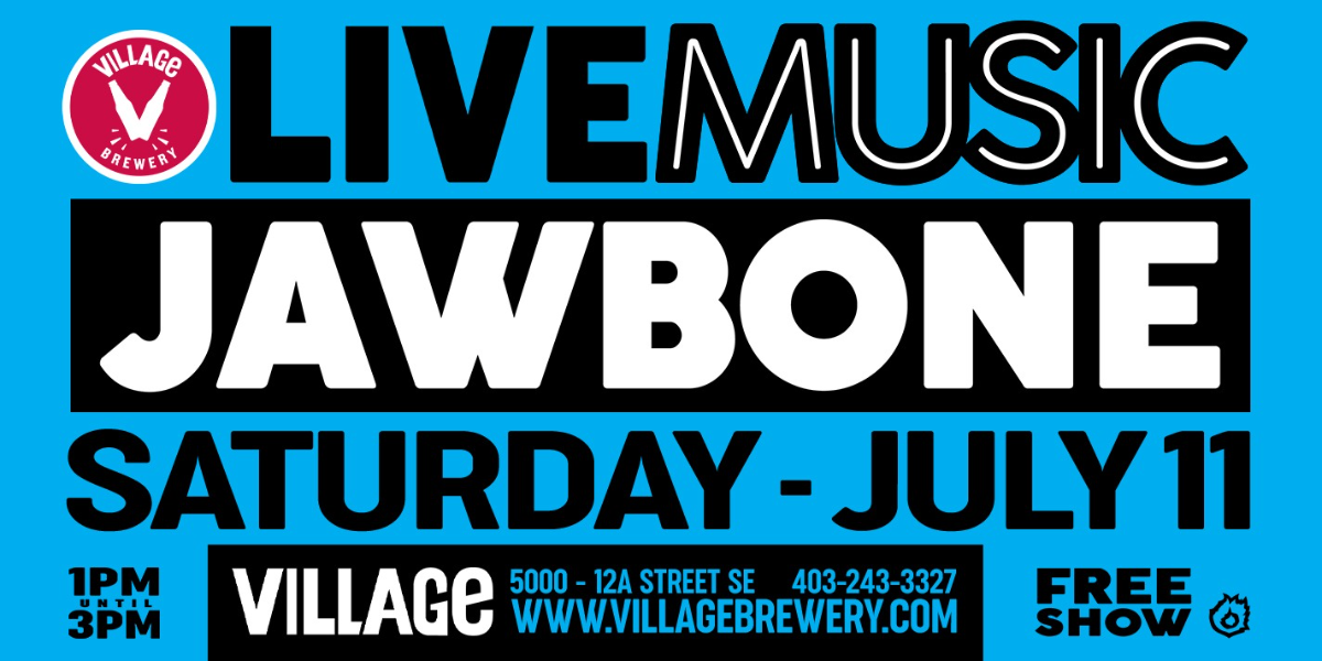 Jawbone live at Village Brewery event artwork from Showpass