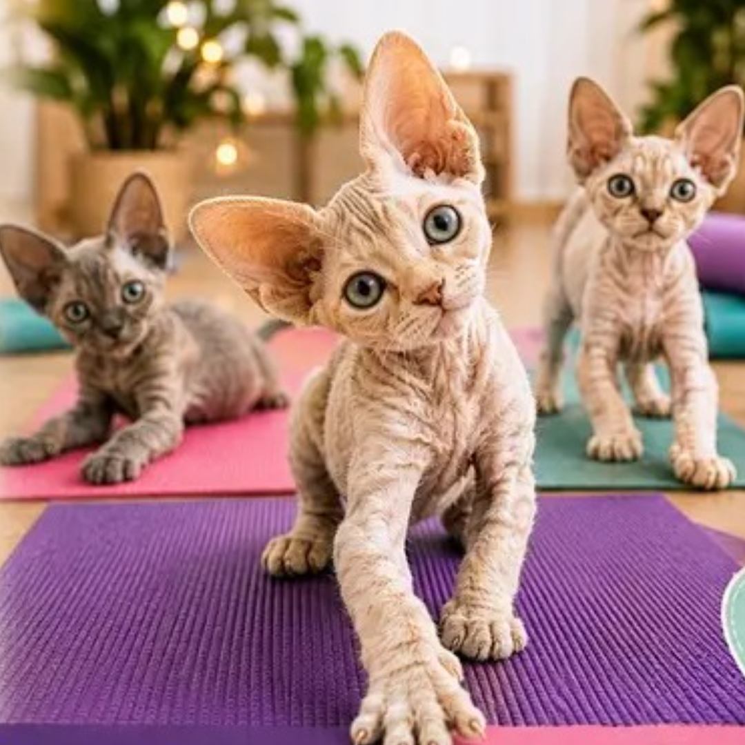 Devon Rex Kitten Yoga in Toronto