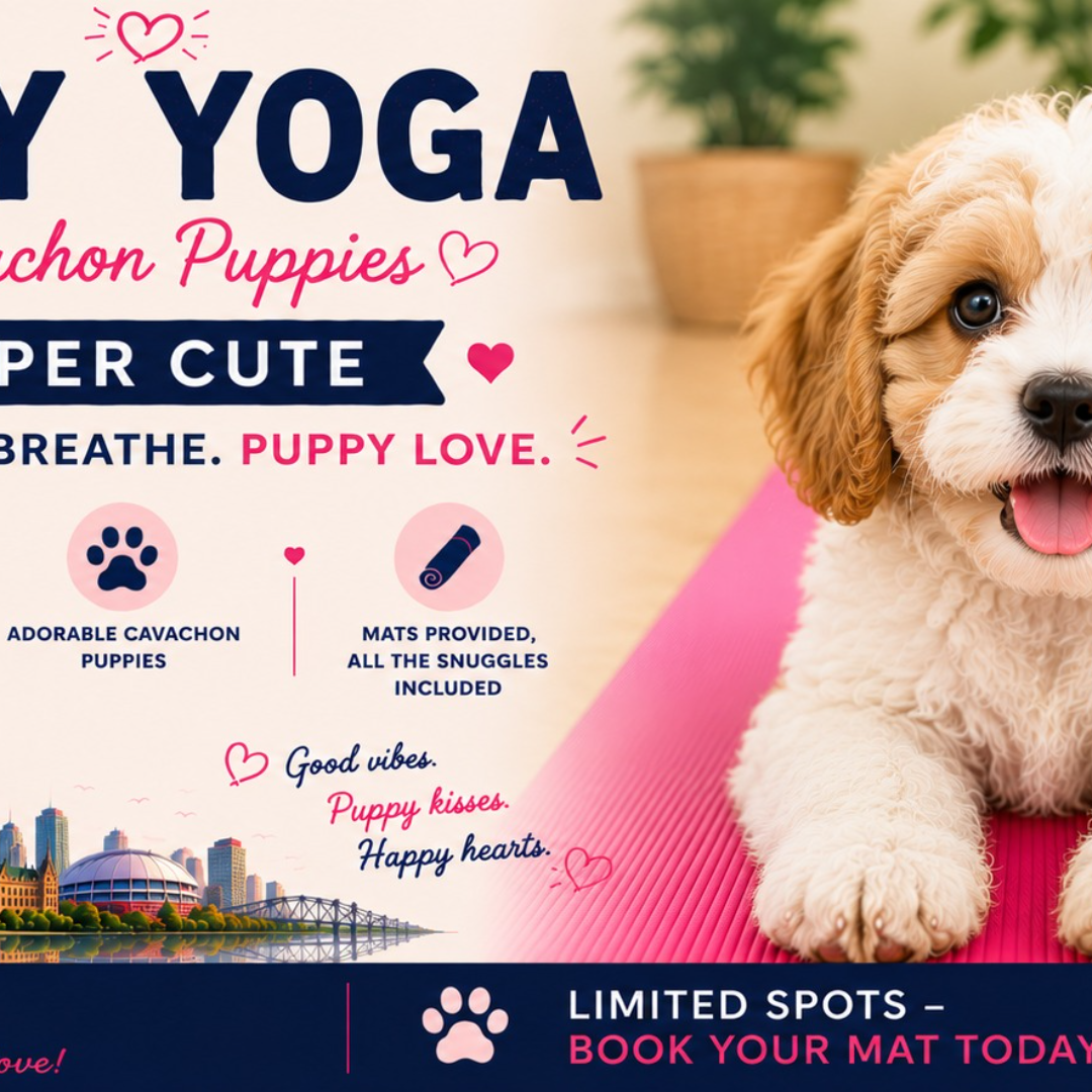 Cavachon Puppy Yoga in Toronto