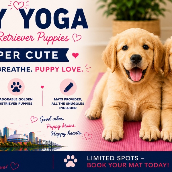 Golden Retriever Puppy Yoga in Toronto