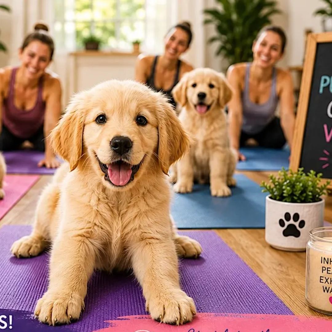 Golden Retriever Puppy Yoga in Vaughan