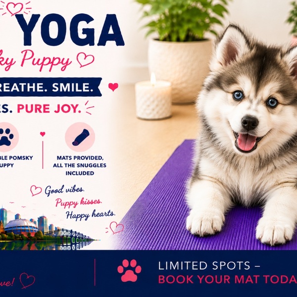 Pomsky Puppy Yoga in Toronto